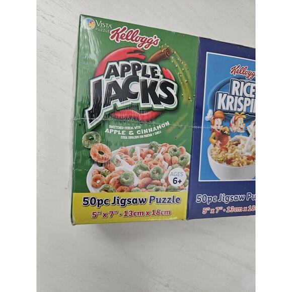 2 Kellogg's Cereal Puzzles 5"‎ x 7" @ 50 Pieces Each Apple Jacks Rice Krispies - Picture 2 of 8